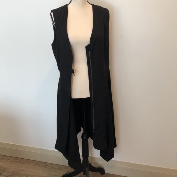 Iris Setlakwe LBD dress cross cut front full zip v-neck SZ 12 EUC - Picture 6 of 10